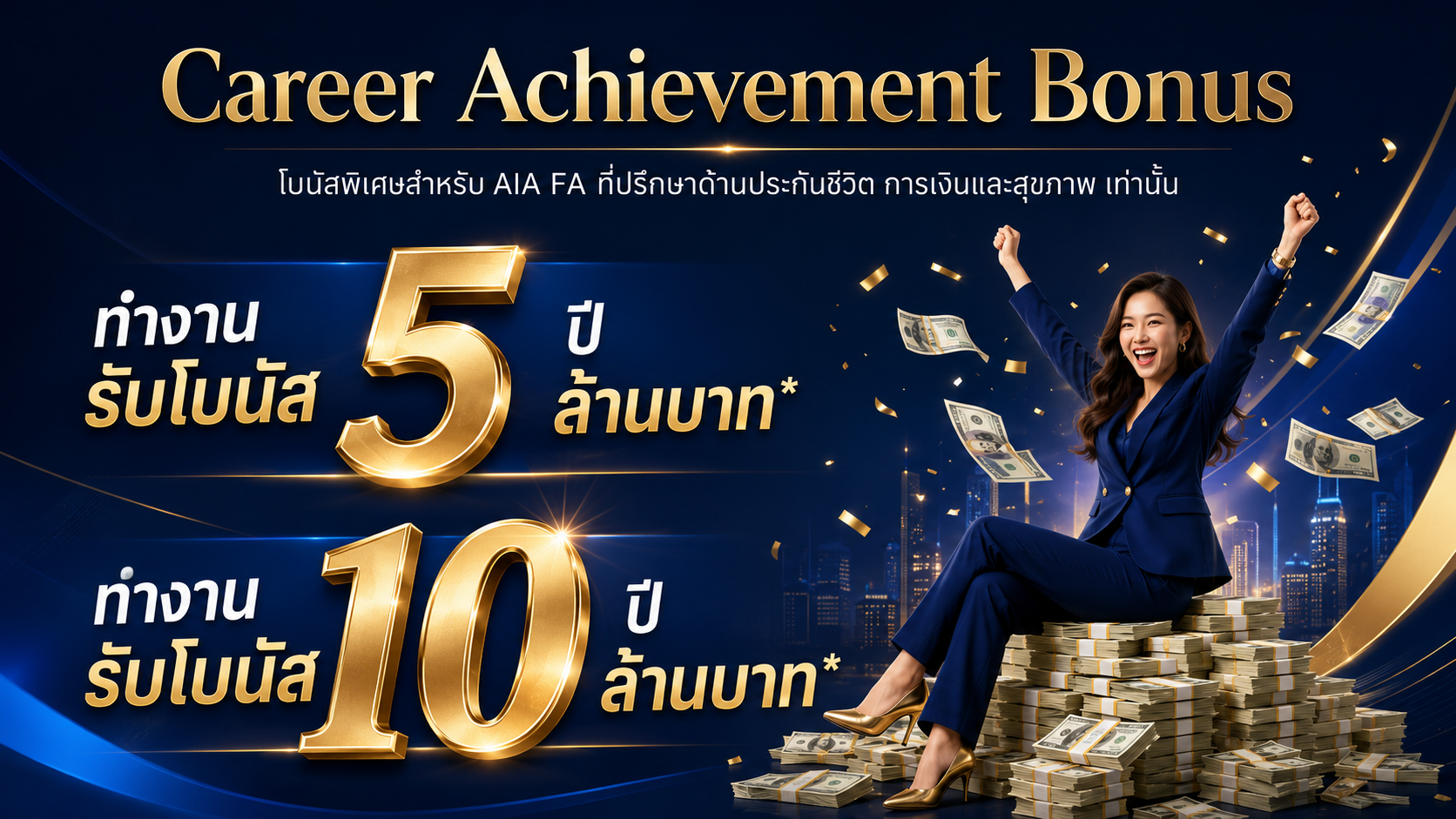 Career Achievement Bonus โบนัสพิเศษสำหรับ AIA FA ตามเงื่อนไขของโปรแกรม